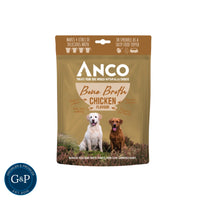 Healthy and delicious chicken bone broth for dogs. This nutrient-rich powder is made from slow-simmered bones and is perfect for adding flavour and nutrition to your dog's meals.